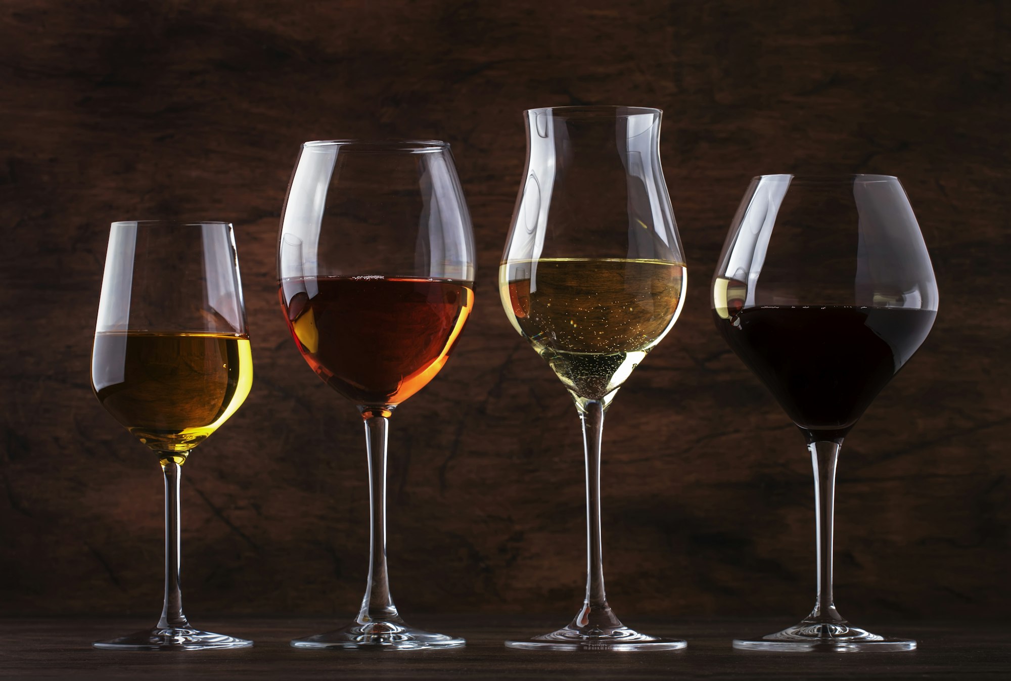 Wine tasting concept, still and sparkling wines
