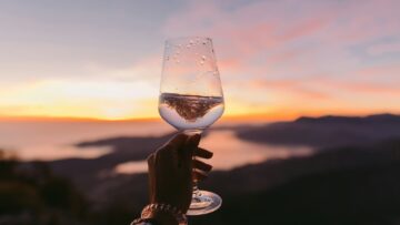 wine tasting at sunset